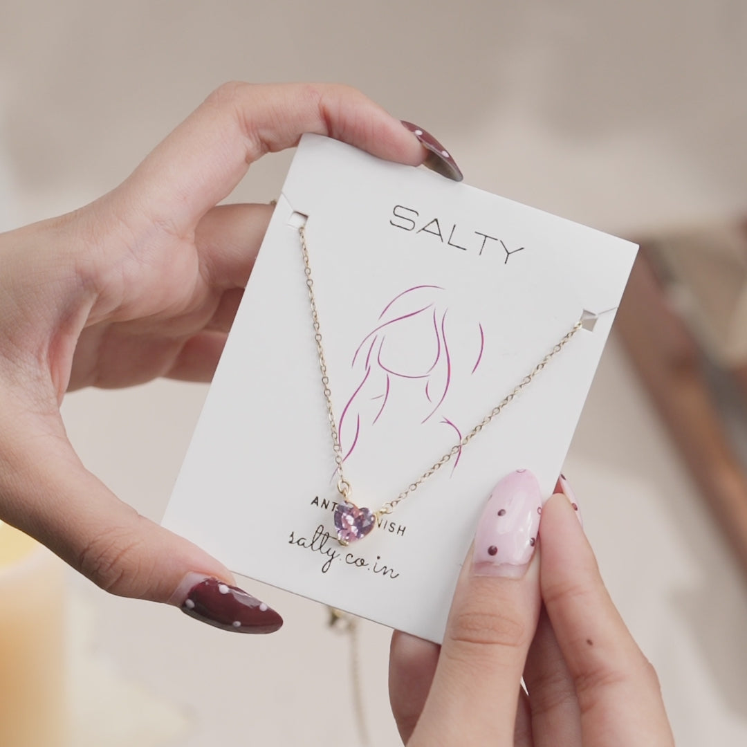 Pink Heart Dainty Necklace