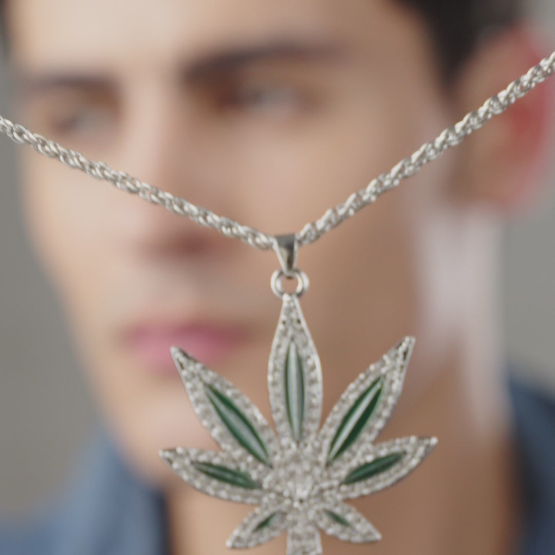 Cannabis Leaf Silver Chain