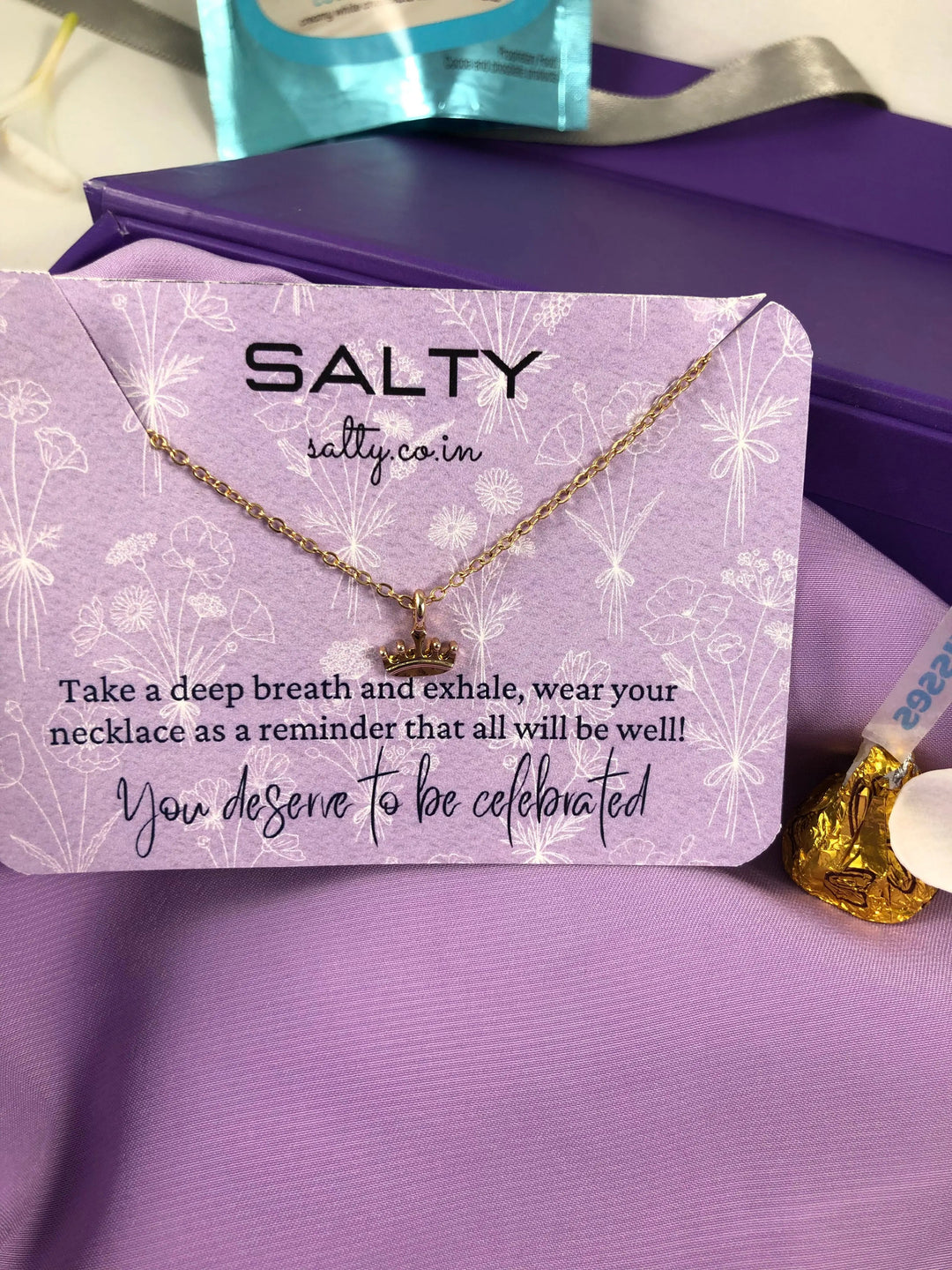 Queen's Crown Charm Necklace - Gold - Salty Accessories
