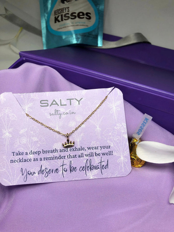 Queen's Crown Charm Necklace - Gold - Salty Accessories