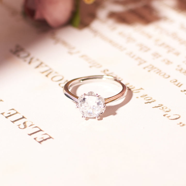 Silver-Tone Solitaire Ring - Salty Accessories