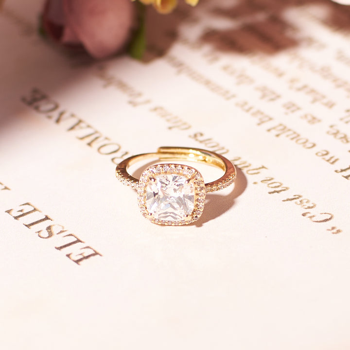 Gold Shimmering  Cushion-Cut Ring