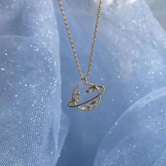 Saturn And Stars Necklace - Salty Accessories