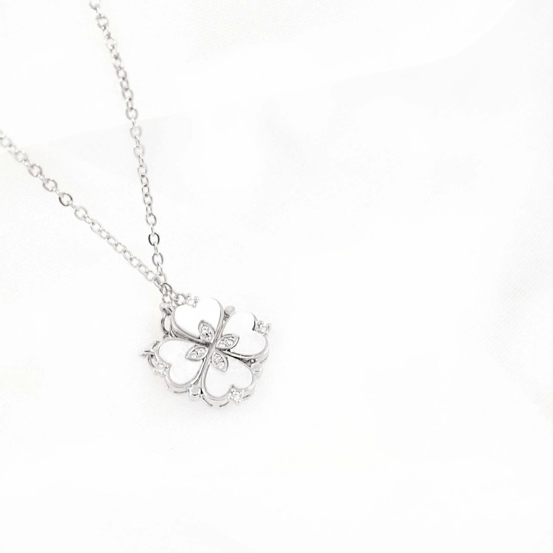silver clover magnetic heart necklace - Salty Accessories
