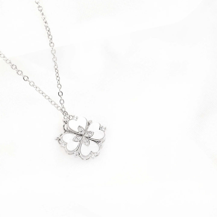 silver clover magnetic heart necklace - Salty Accessories