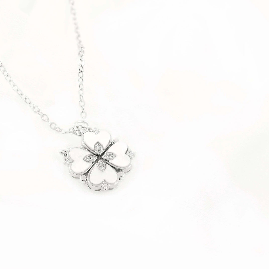silver clover magnetic heart necklace - Salty Accessories