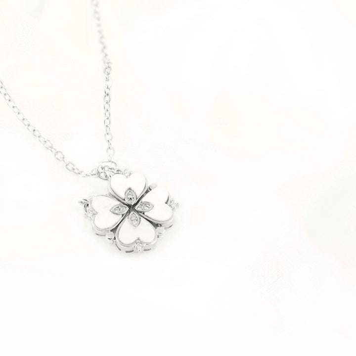 silver clover magnetic heart necklace - Salty Accessories