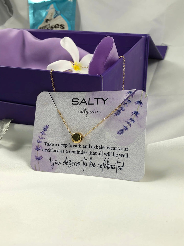 Solid Gold Round Charm Necklace - Gold - Salty Accessories