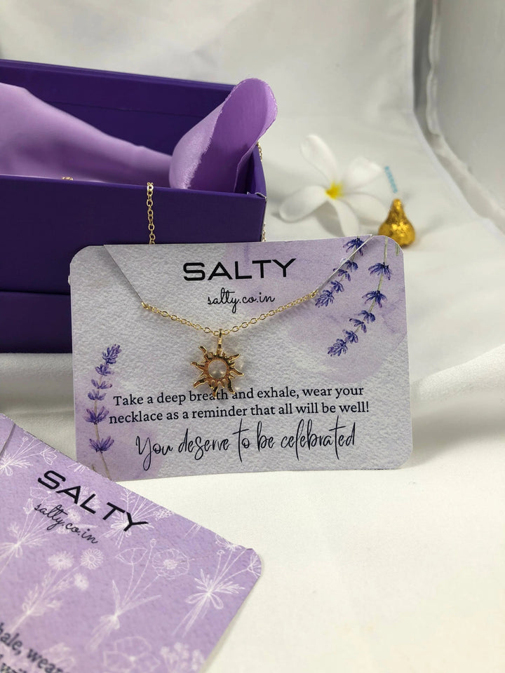 Sun Charm Necklace - Gold - Salty Accessories