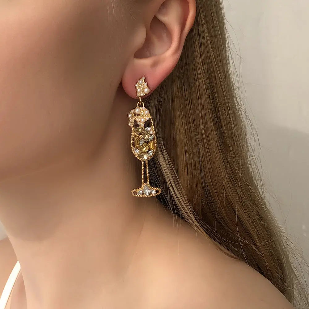 Pearl Wineglass Long Earrings - Salty Accessories