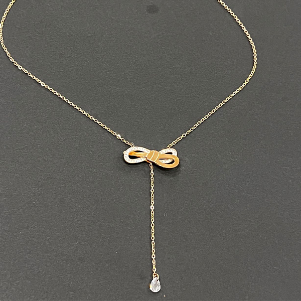 Adjustable Bow Hanging Rose Gold Necklace