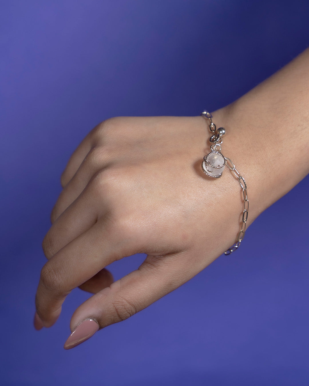 Crystal Ball Link Chain Bracelet