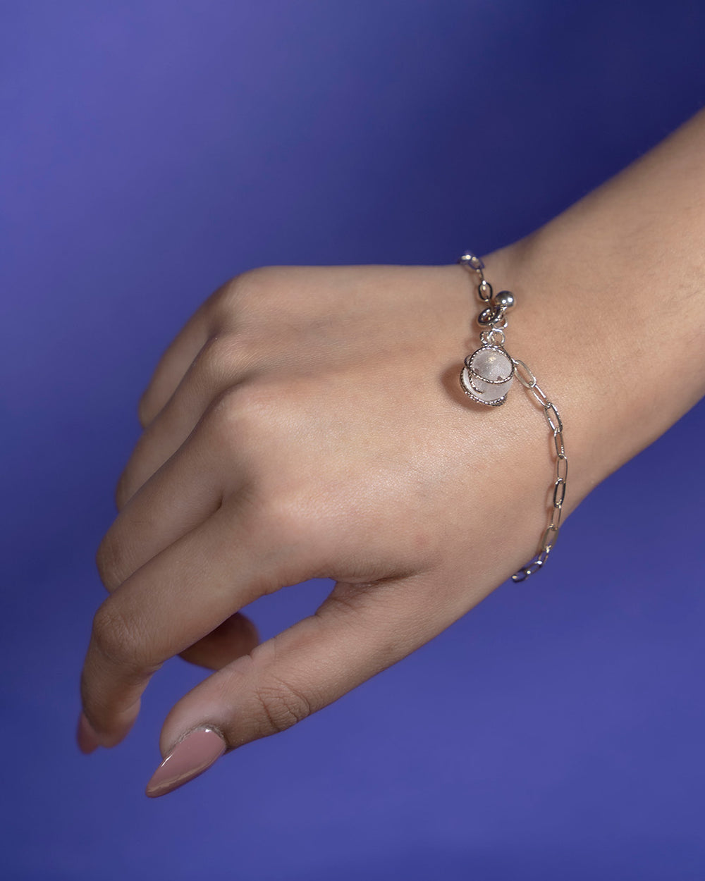 Crystal Ball Link Chain Bracelet