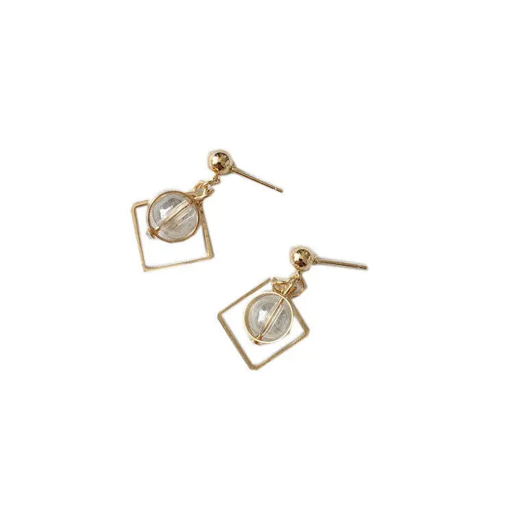 Ball Natural Opal Gem Drop - Diamond Shape Earrings