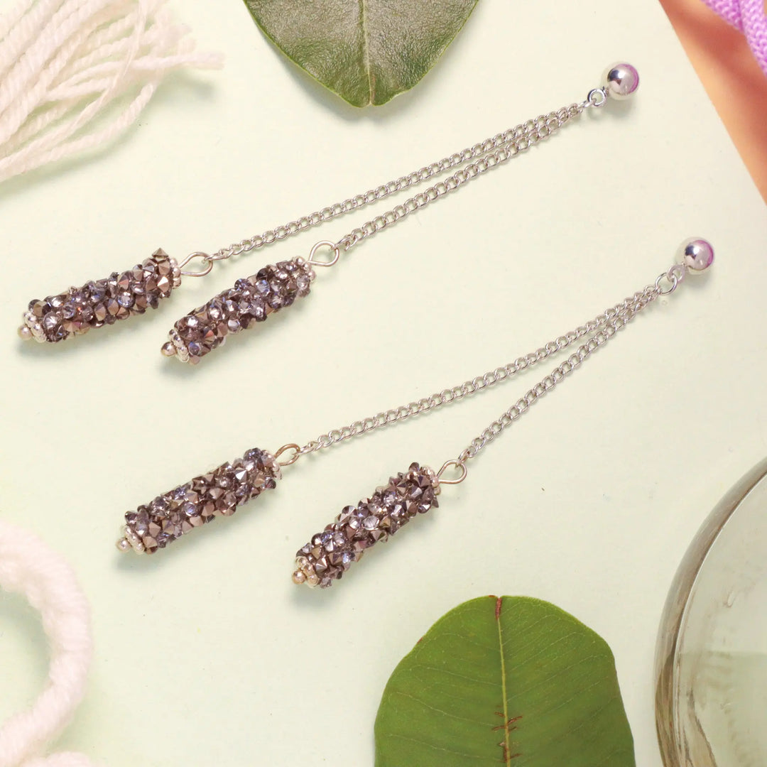 Black Chunky Tassel Drop Earrings