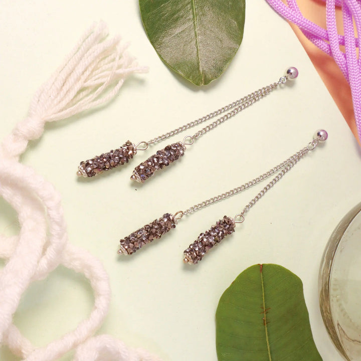 Black Chunky Tassel Drop Earrings