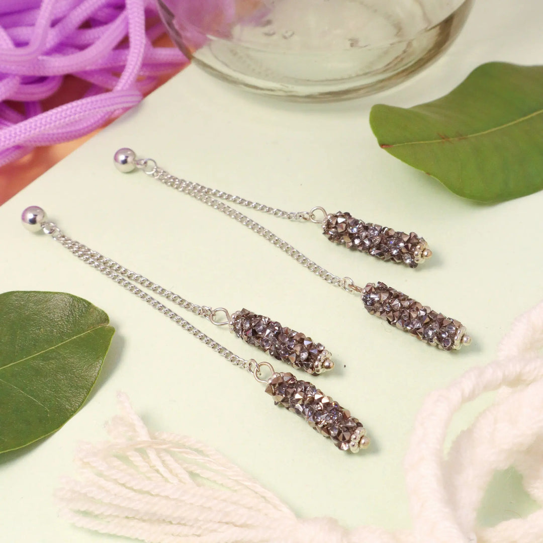 Black Chunky Tassel Drop Earrings