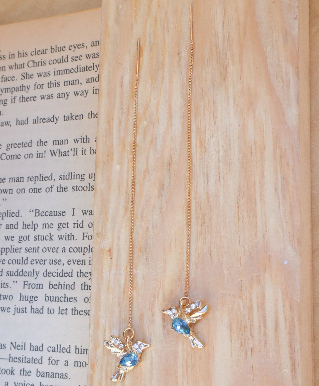 Blue Bird Threader Earrings