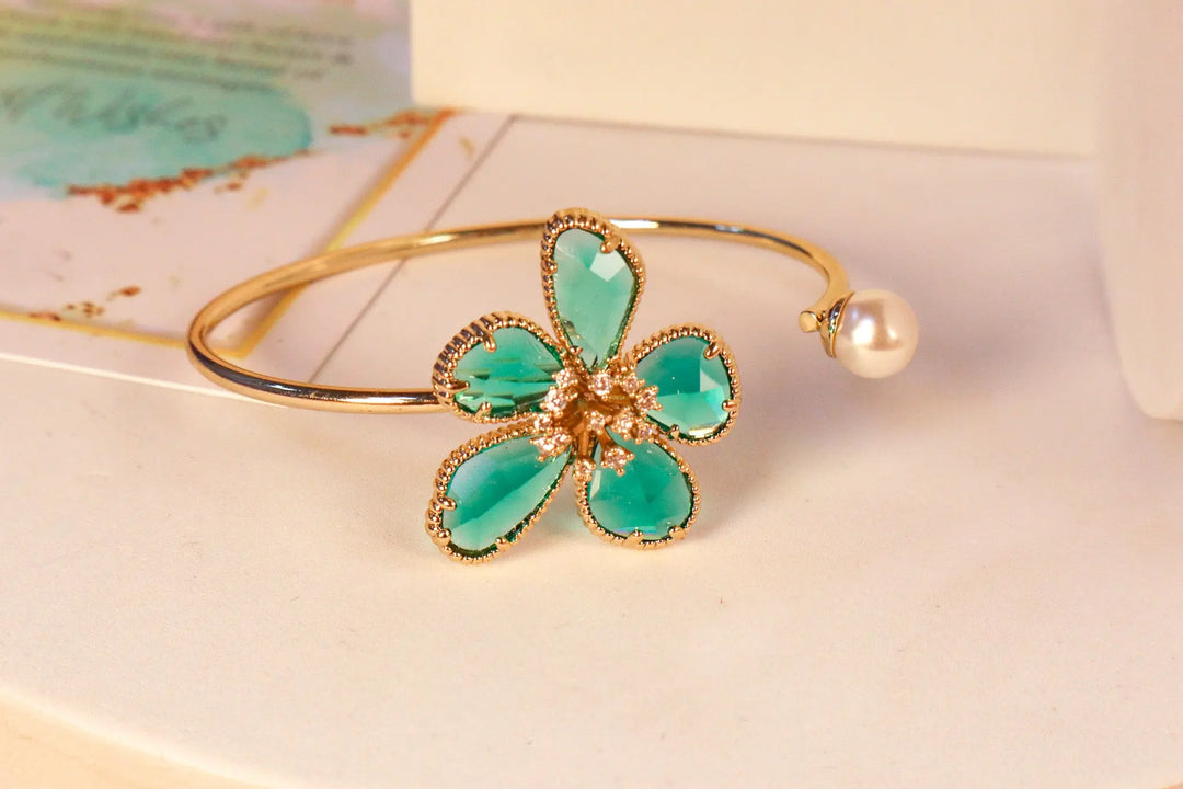 Blue Orchids Pearl Bracelet