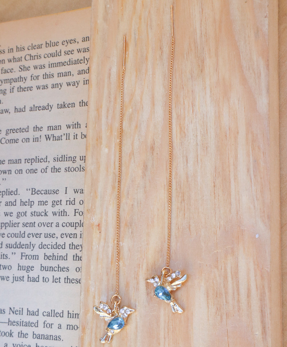 Blue Bird Threader Earrings