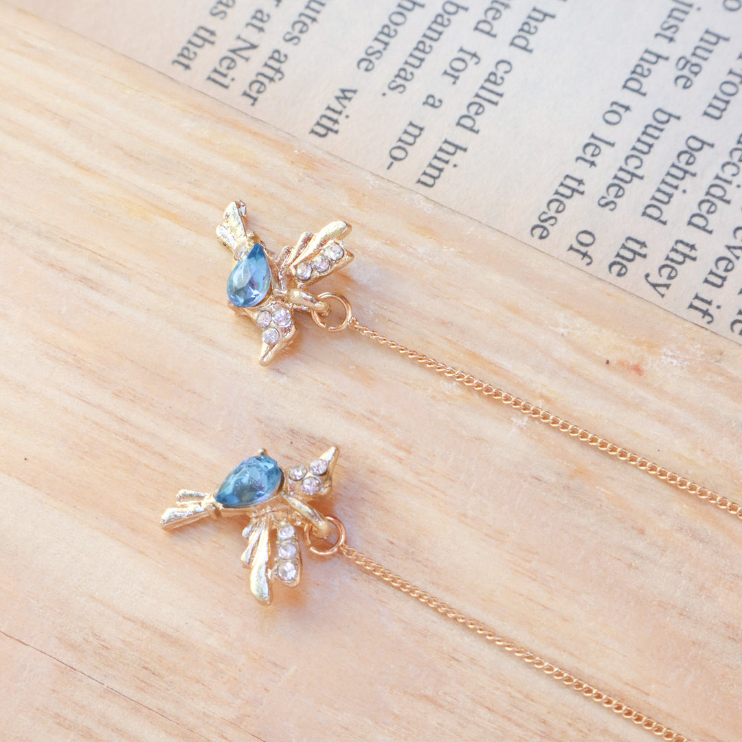 Blue Bird Threader Earrings