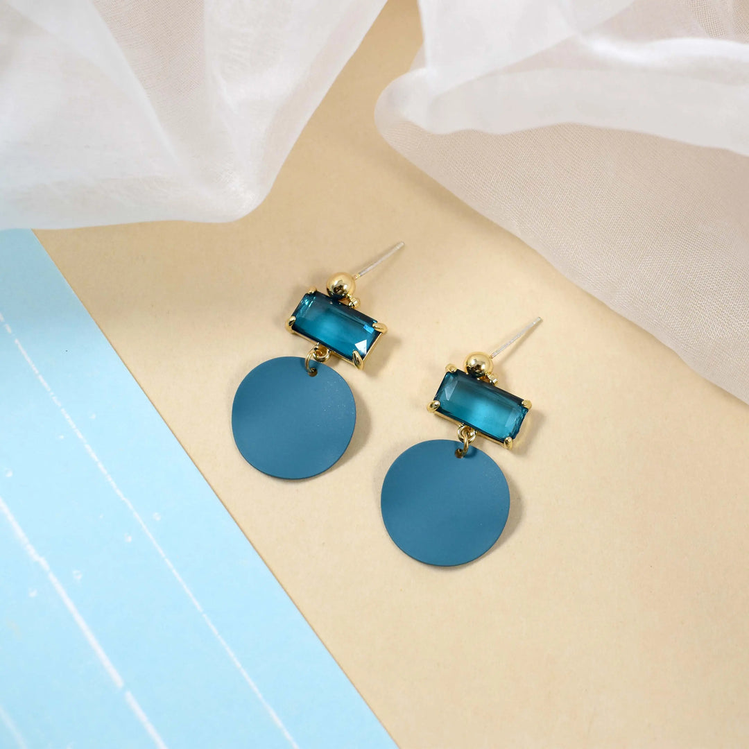 Blue Tanzanite Acrylic Round Drop Earrings