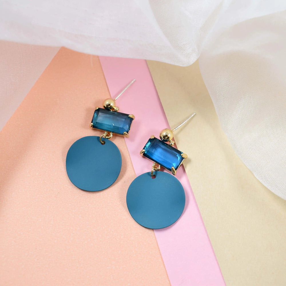 Blue Tanzanite Acrylic Round Drop Earrings