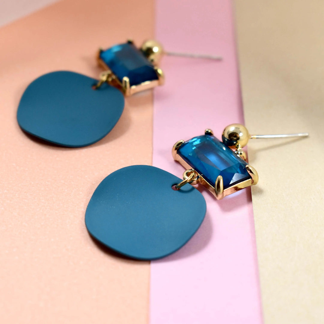 Blue Tanzanite Acrylic Round Drop Earrings