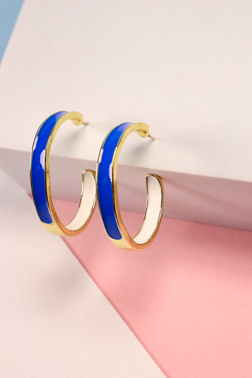 Blue And White Open Classy Hoops