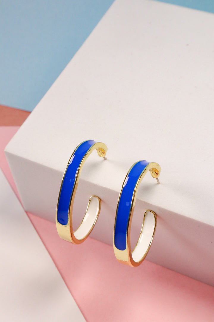 Blue And White Open Classy Hoops