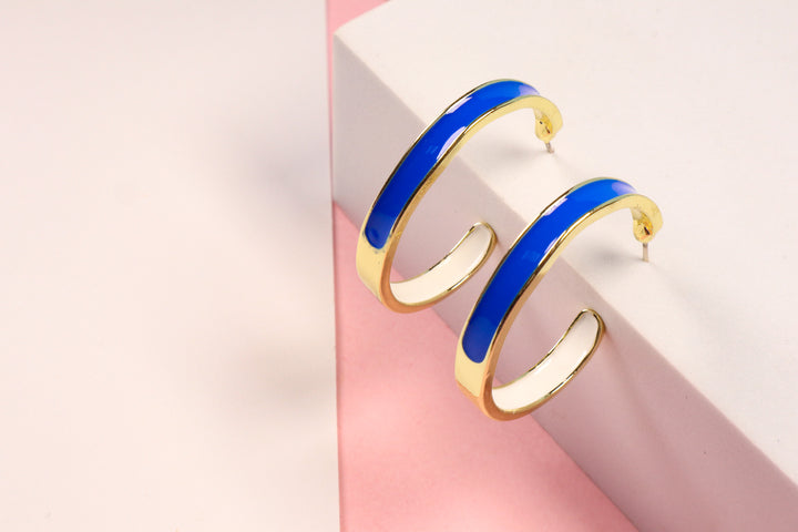 Blue And White Open Classy Hoops