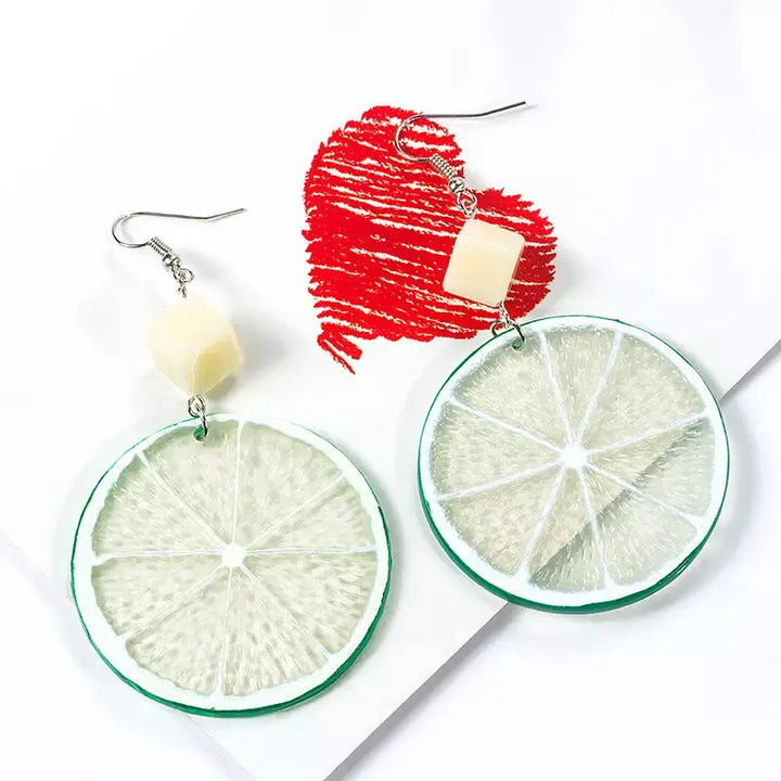 Boho Transparent Acrylic Fruit Summer Lime Earrings