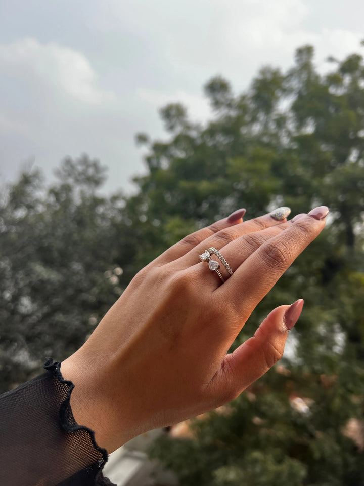 Bow stacked-effect silver ring