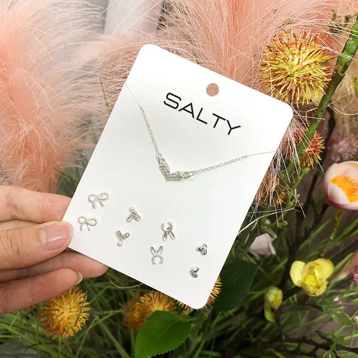 Bunny Necklace and Set of 4 Studs Combo