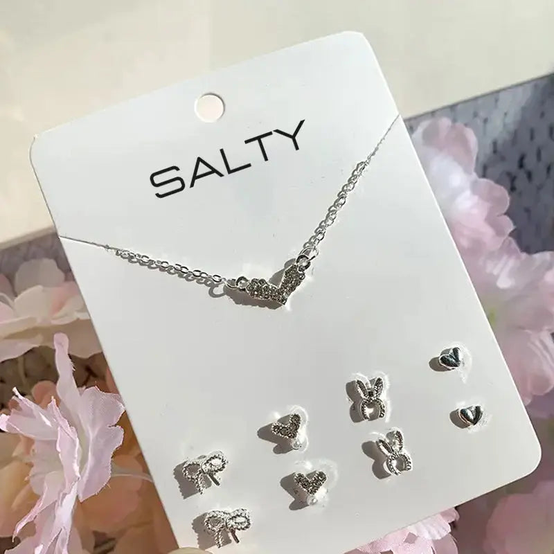 Bunny Necklace and Set of 4 Studs Combo