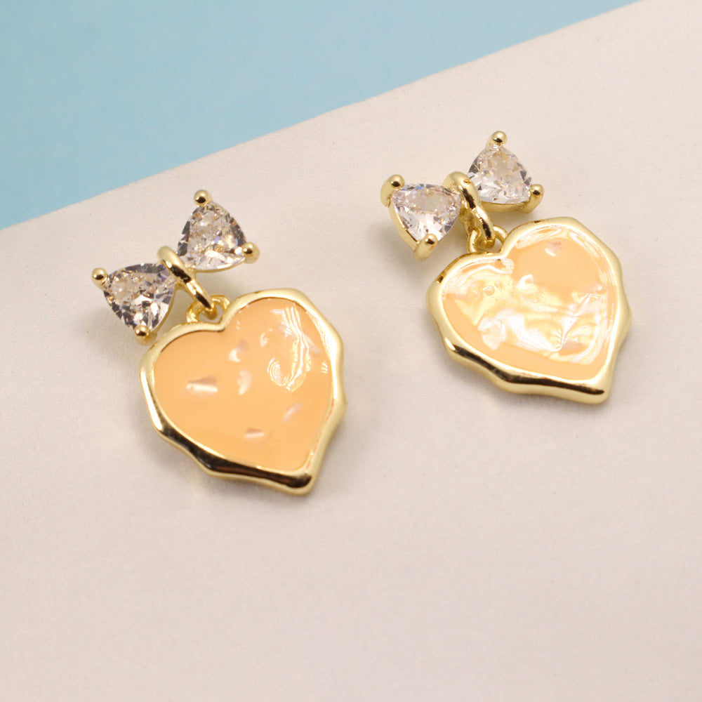 Cantaloupe Heart Bow Earrings