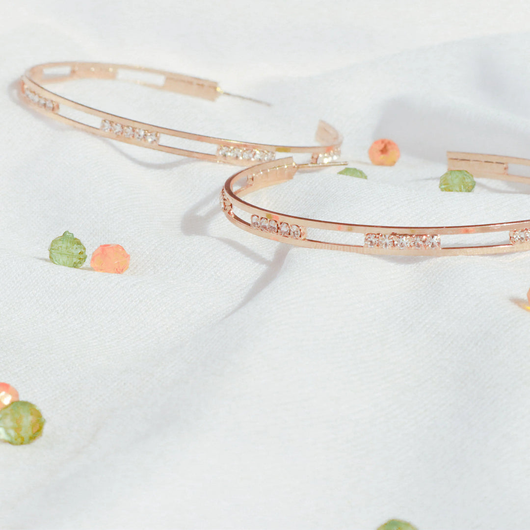 Classy Hollow Studded Hoops