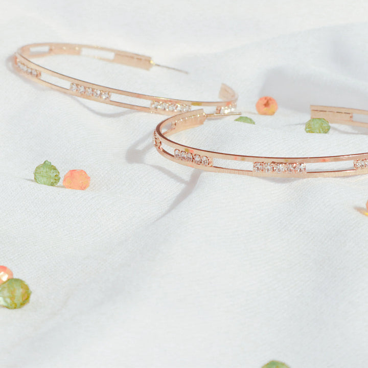 Classy Hollow Studded Hoops