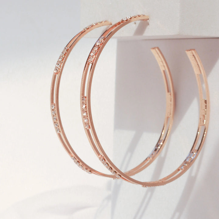 Classy Hollow Studded Hoops
