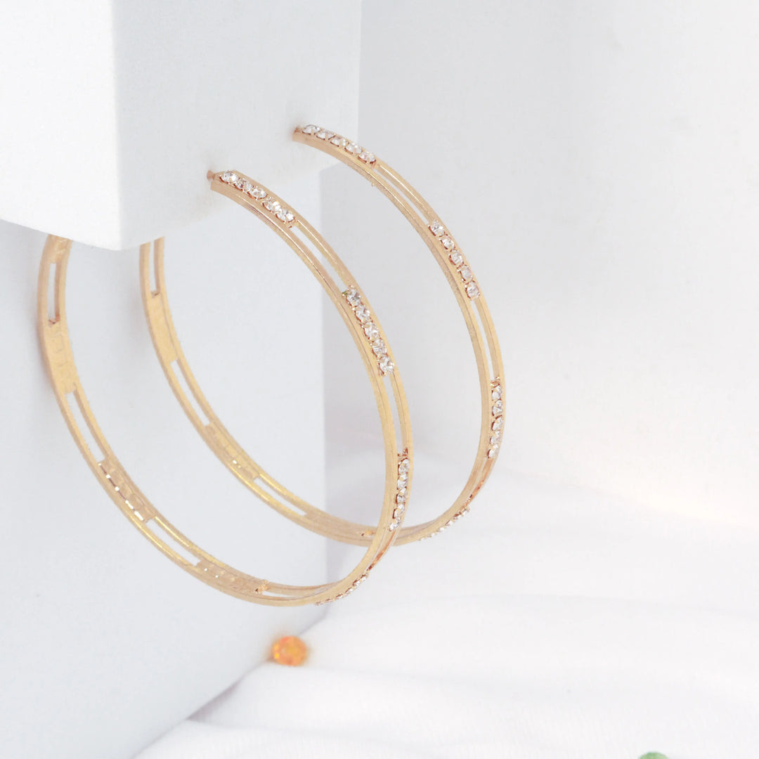 Classy Hollow Studded Hoops