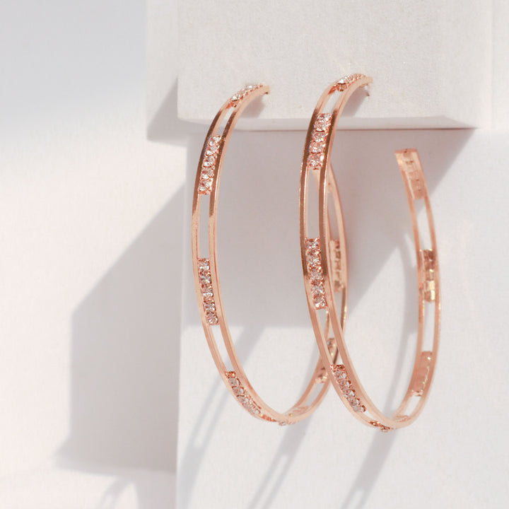 Classy Hollow Studded Hoops