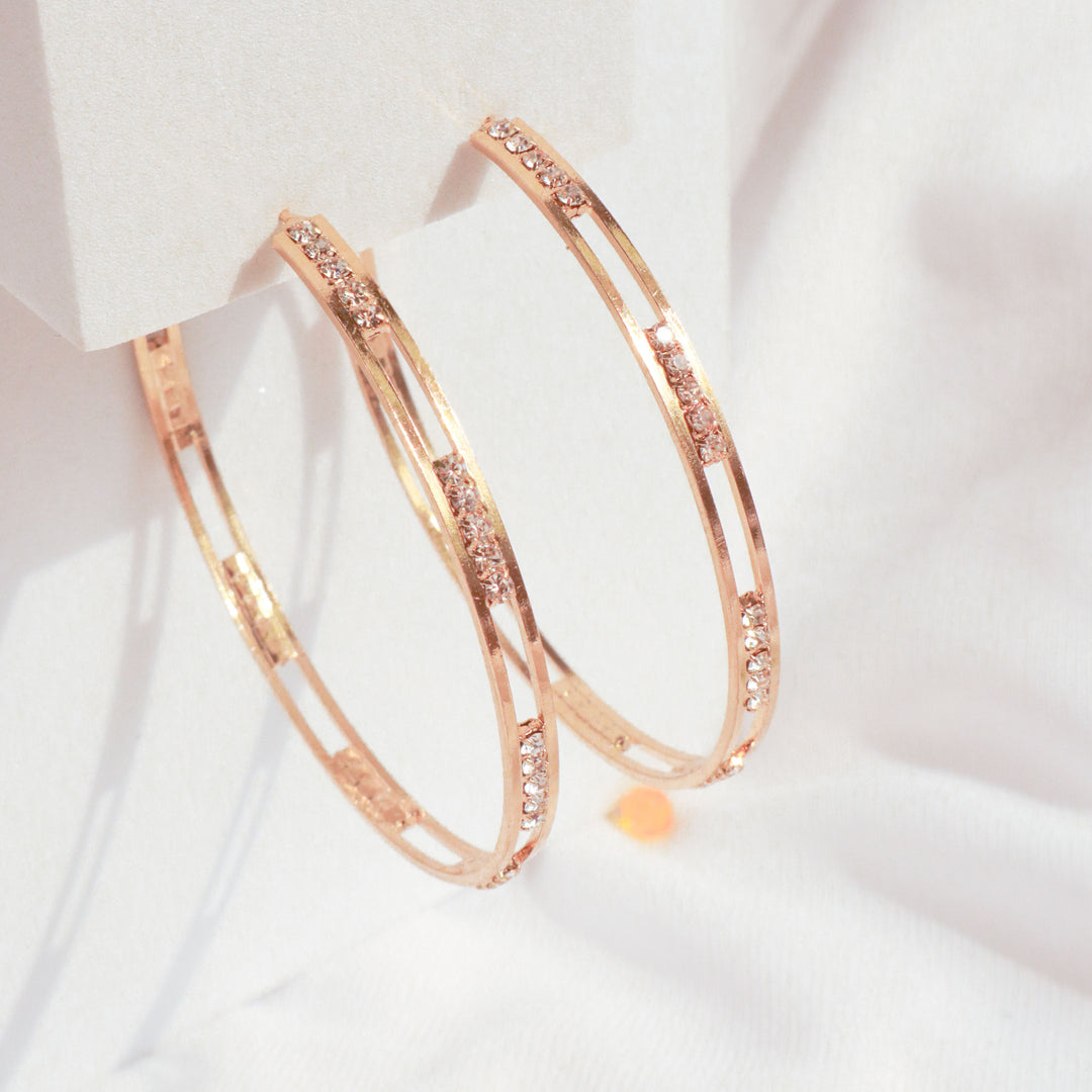 Classy Hollow Studded Hoops
