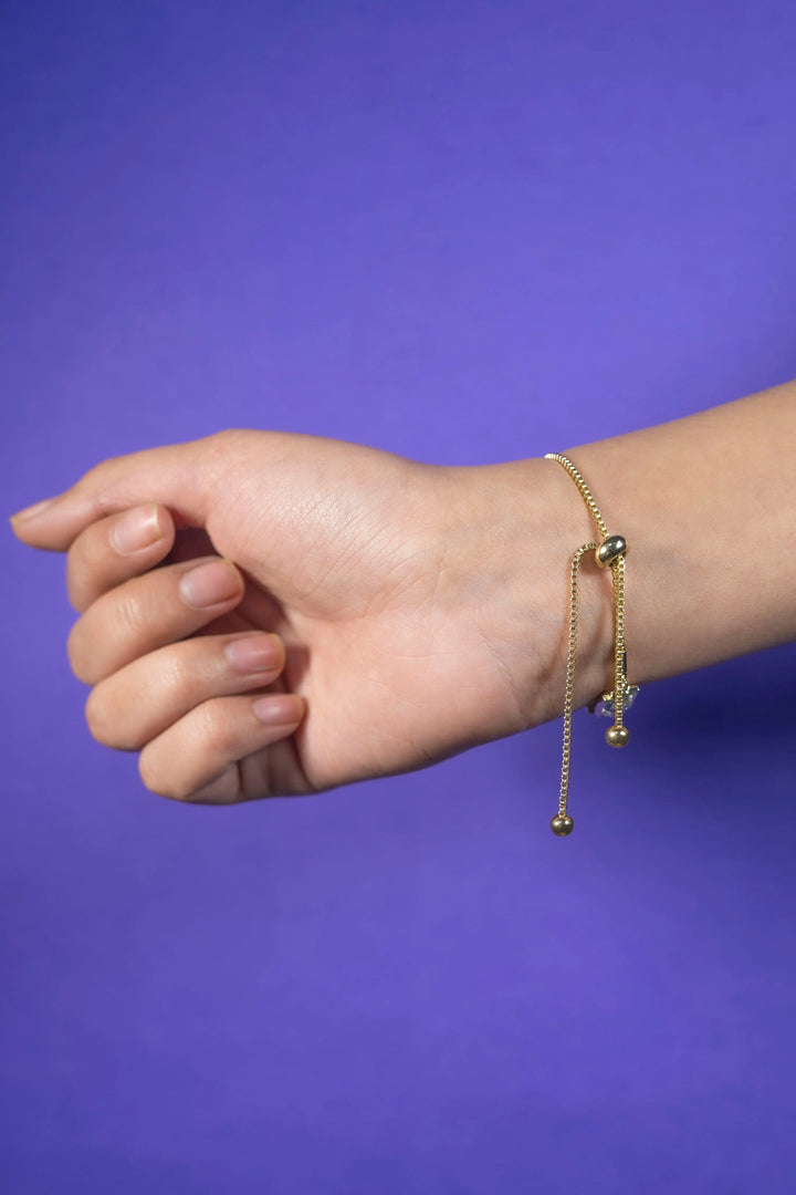 Clear Glass Crystal Bracelet- Gold