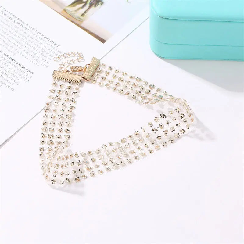 Collarbone Zirconia Charm Choker Necklace