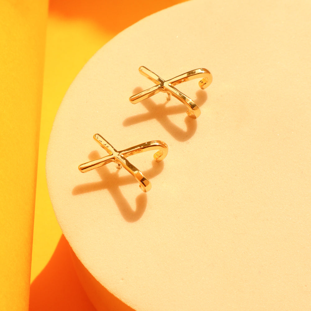 Crazy "X" gold studs