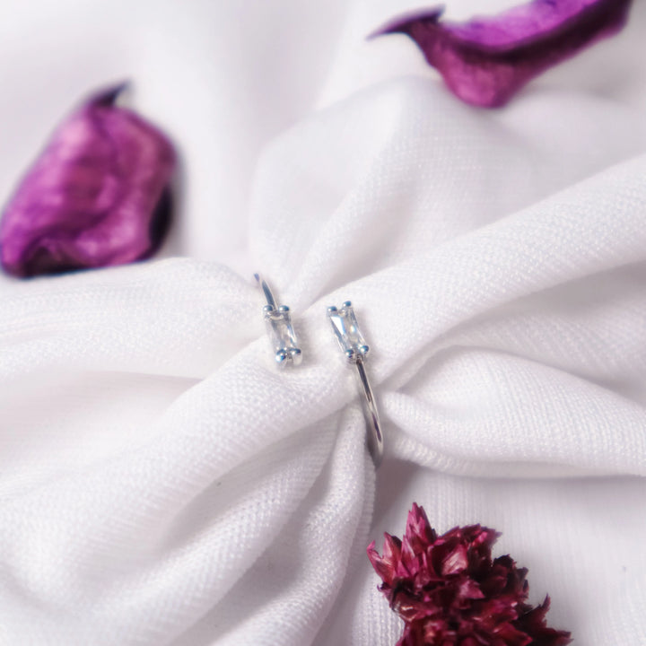Crystal Charm Ring - Silver