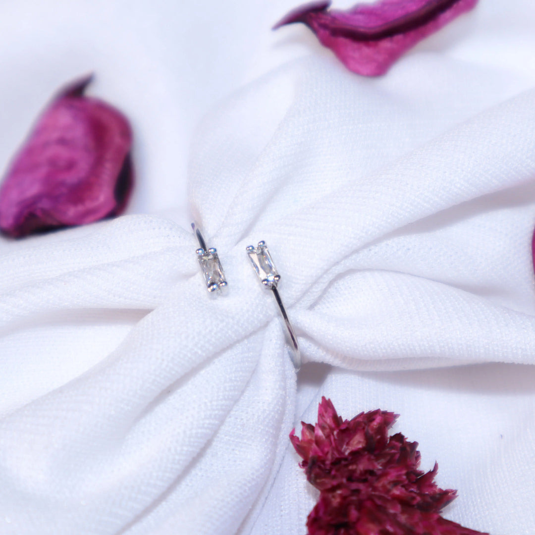 Crystal Charm Ring - Silver
