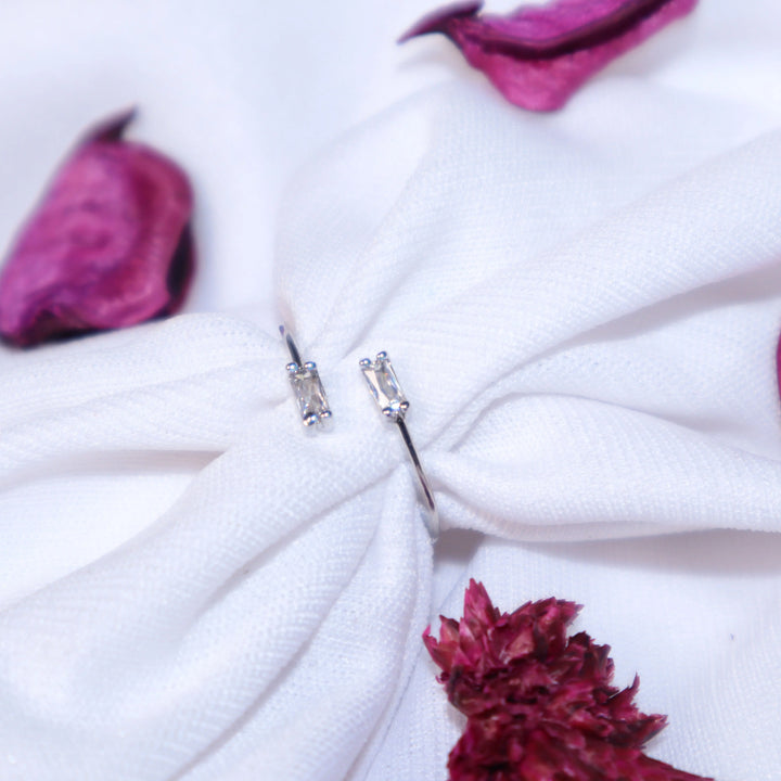 Crystal Charm Ring - Silver