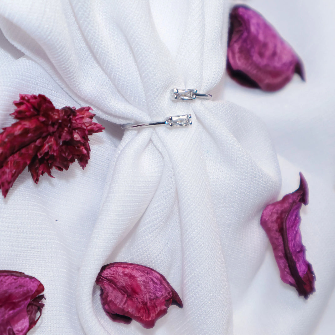 Crystal Charm Ring - Silver