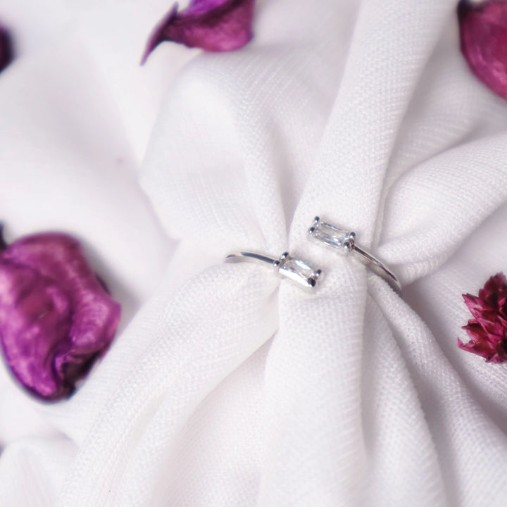 Crystal Charm Ring - Silver